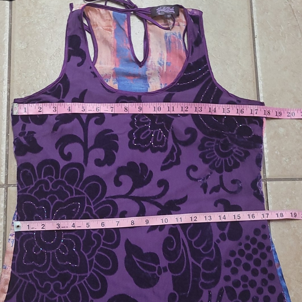 Hale Bob Purple Silk Velvet Floral Colorful Blouse - Picture 8 of 12